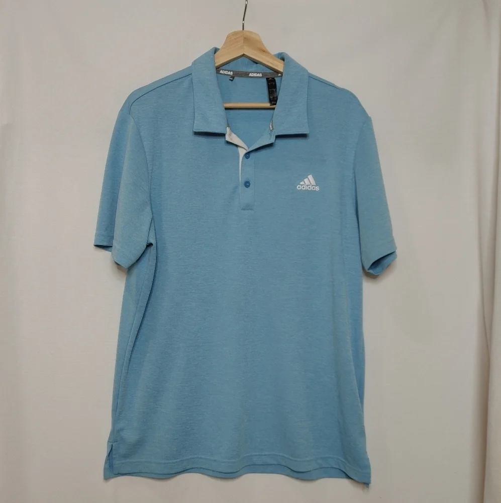 Adidas ADVANTAGE NOVELTY HEATHERED‎ POLO SHIRT GP4211 Light Blue Large L UV50+